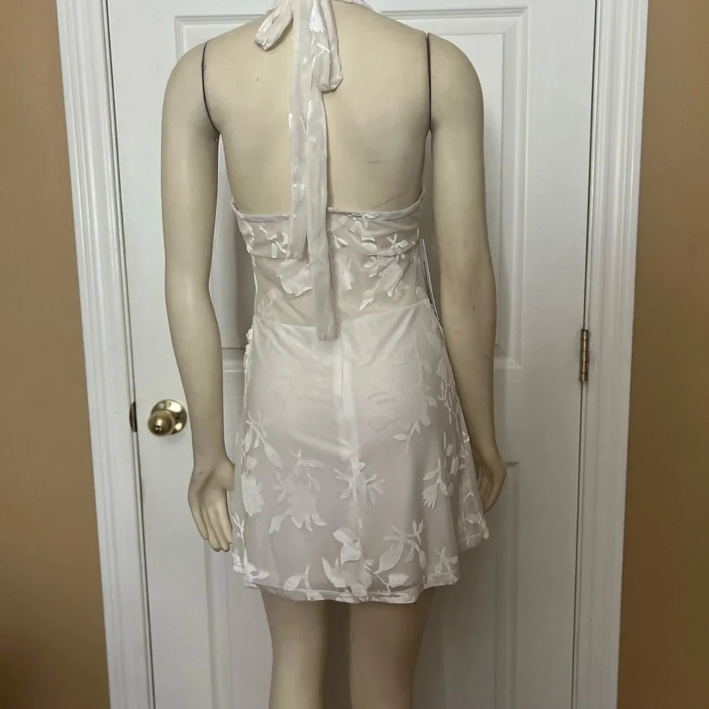 Princess Polly White Sheer Floral Halter Mini Dress - Picture 15 of 15